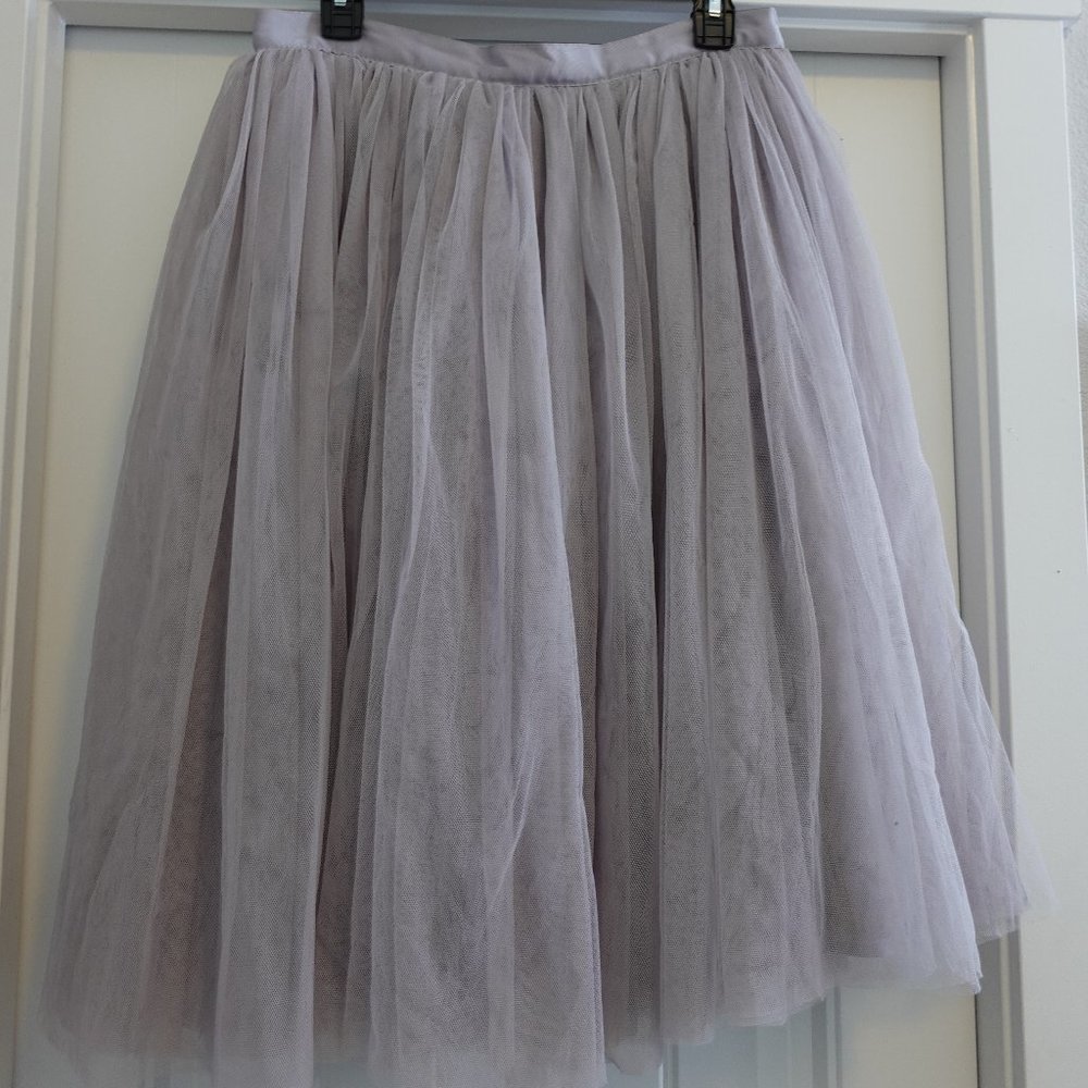 Lulu's Tea Length Grey Tulle Skirt Size L